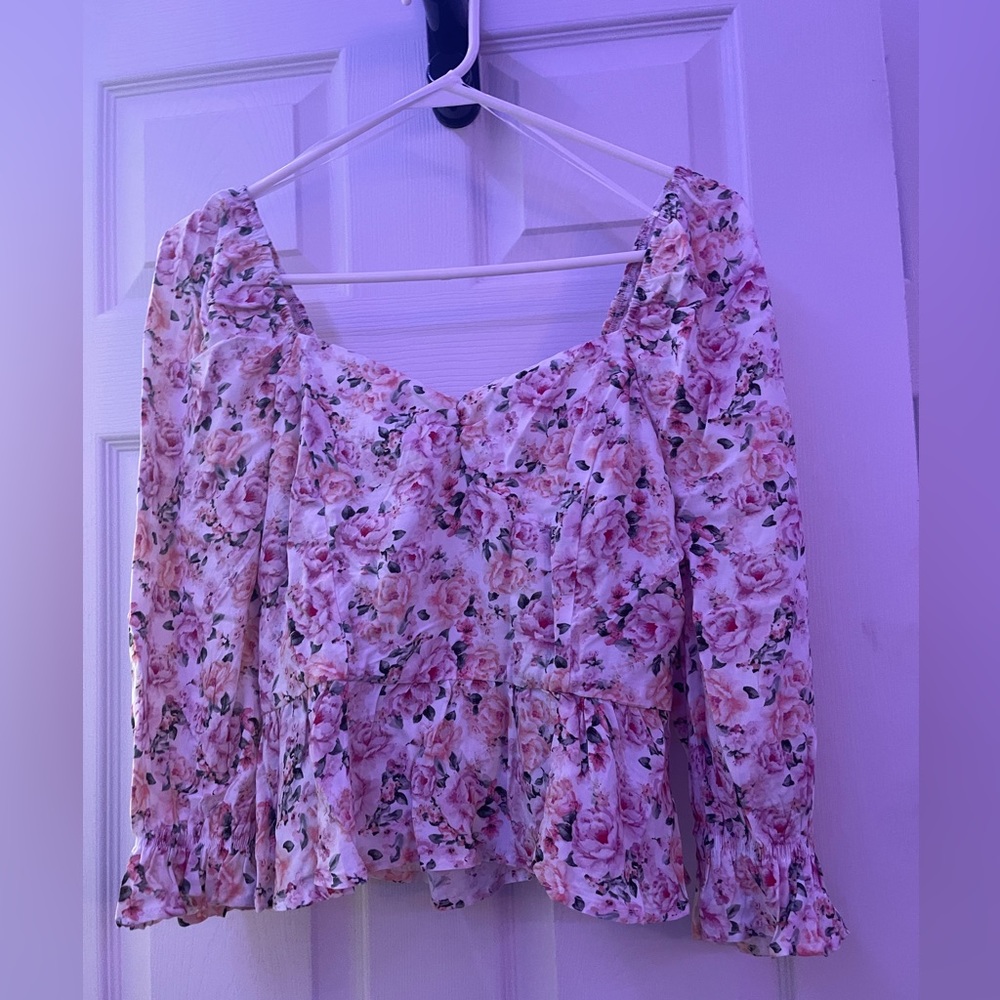 Floral Open Back Blouse
